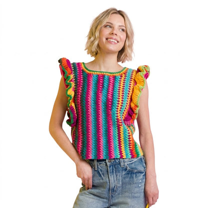 Raspberry Sorbet Ruffle-Sleeve Top