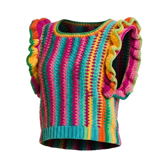 Raspberry Sorbet Ruffle-Sleeve Top